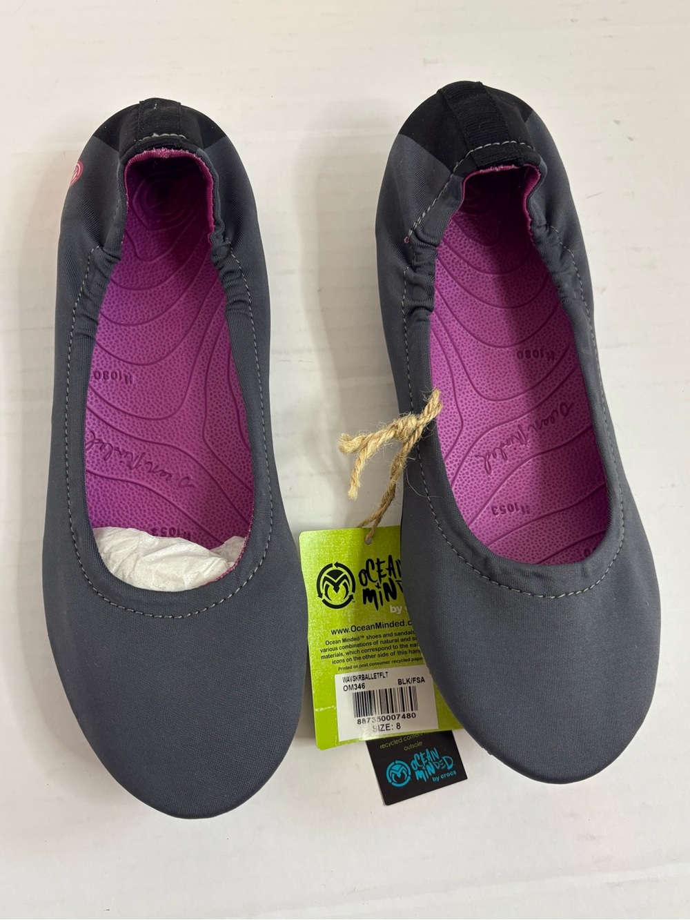 Ocean Minded by Crocs Women's Waish Ballet Flats Gray NWT Size 8